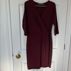 Midi Wrap Dress in Deep Wine